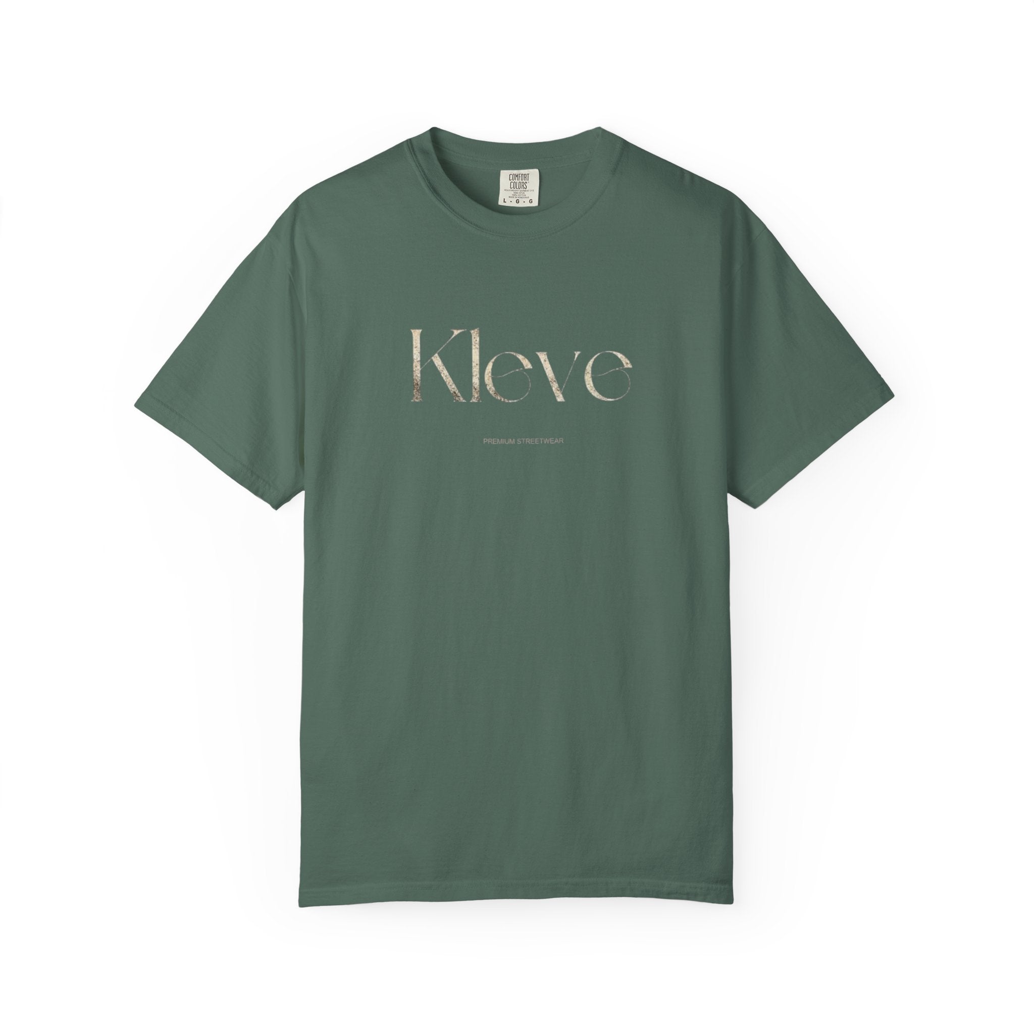 Kleve Logo Garment-Dyed T-Shirt — Minimalist Gold-Print Tee