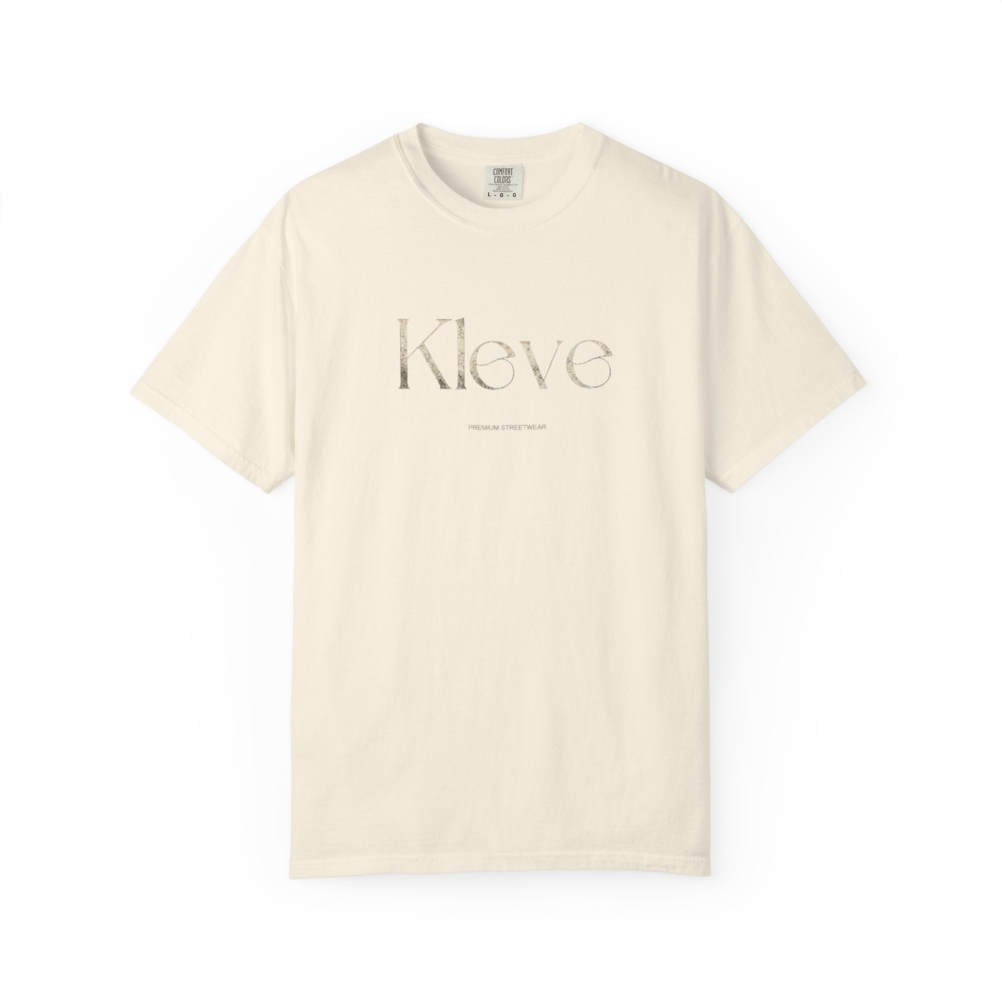 Kleve Logo Garment-Dyed T-Shirt — Minimalist Gold-Print Tee