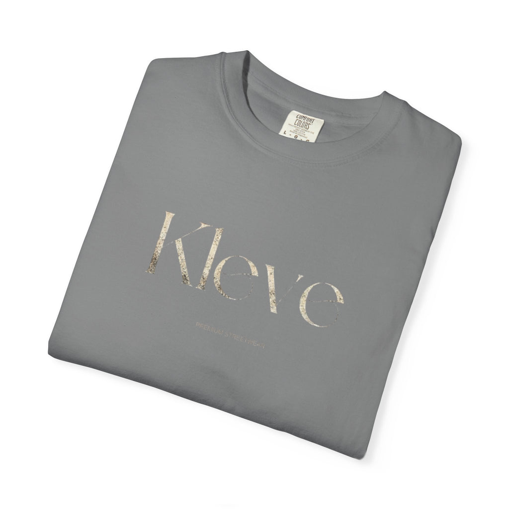 Kleve Logo Garment-Dyed T-Shirt — Minimalist Gold-Print Tee