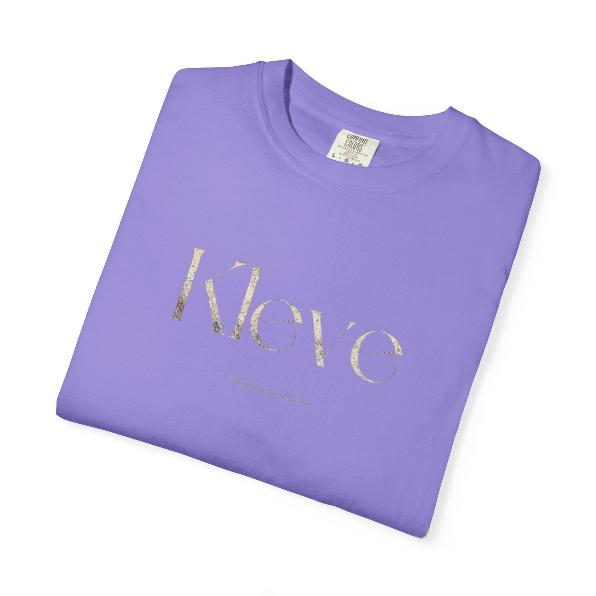 Kleve Logo Garment-Dyed T-Shirt — Minimalist Gold-Print Tee