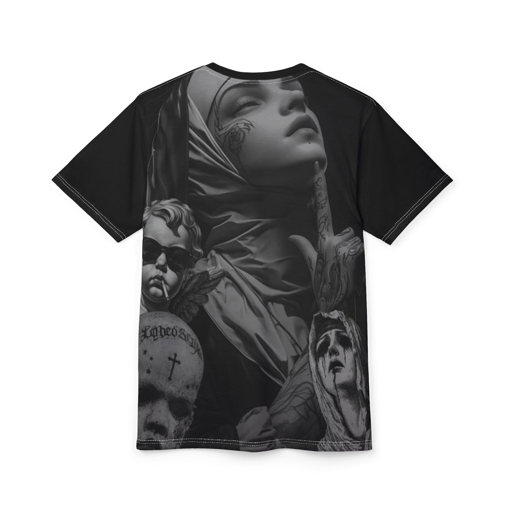 Black Cut & Sew Tee — Minimal All-Over Print Unisex T-Shirt