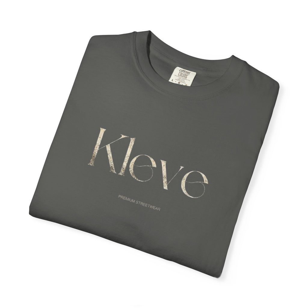 Kleve Logo Garment-Dyed T-Shirt — Minimalist Gold-Print Tee