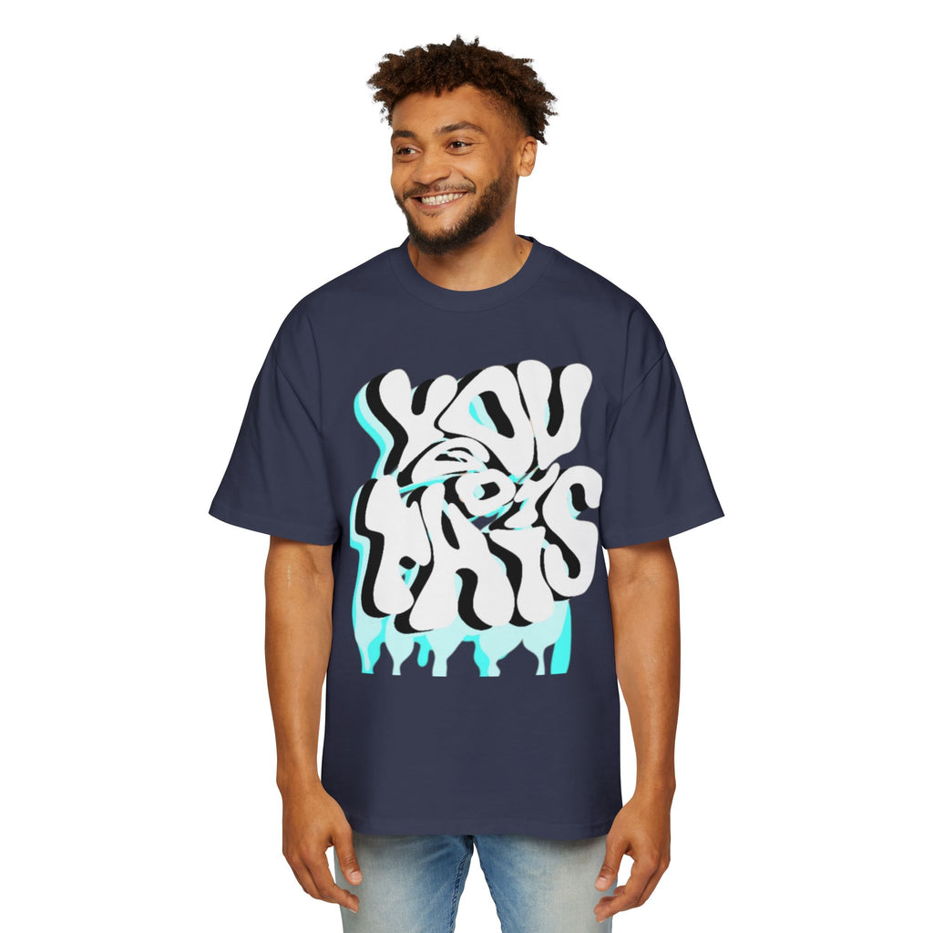 Oversized Tee — Distorted Wave Graphic (Aqua & Black)