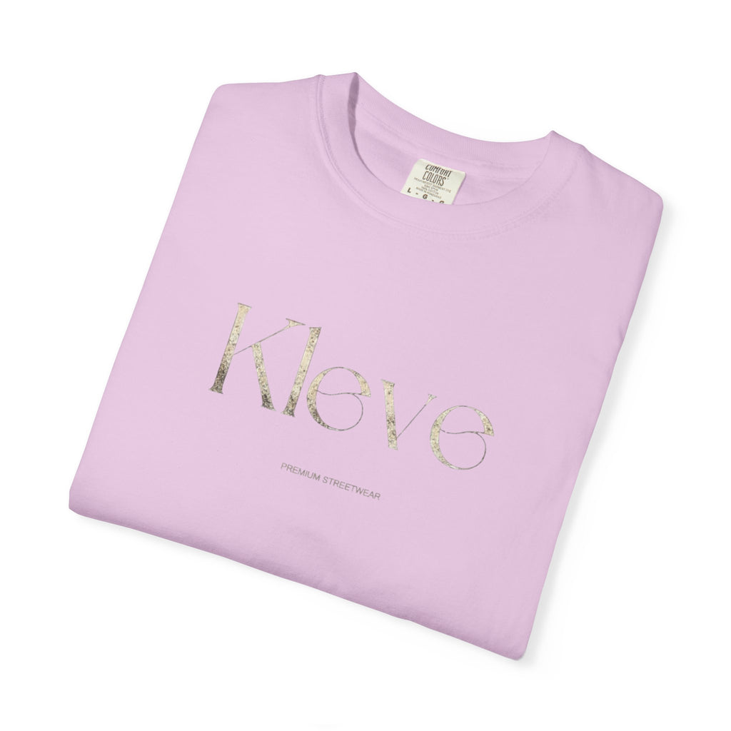 Kleve Logo Garment-Dyed T-Shirt — Minimalist Gold-Print Tee