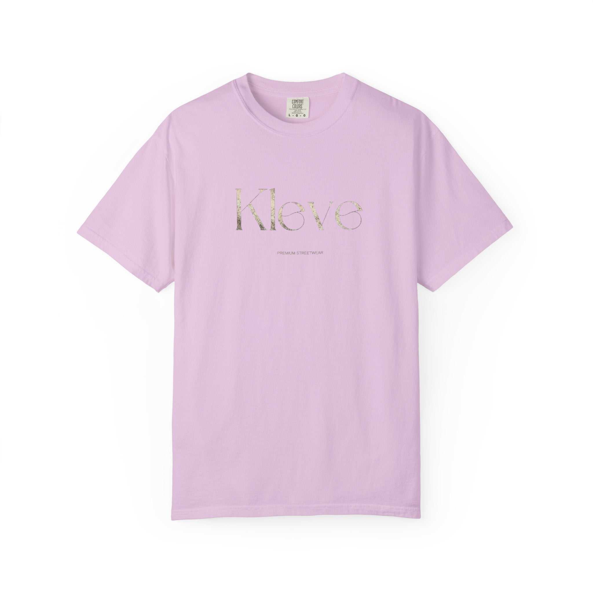 Kleve Logo Garment-Dyed T-Shirt — Minimalist Gold-Print Tee