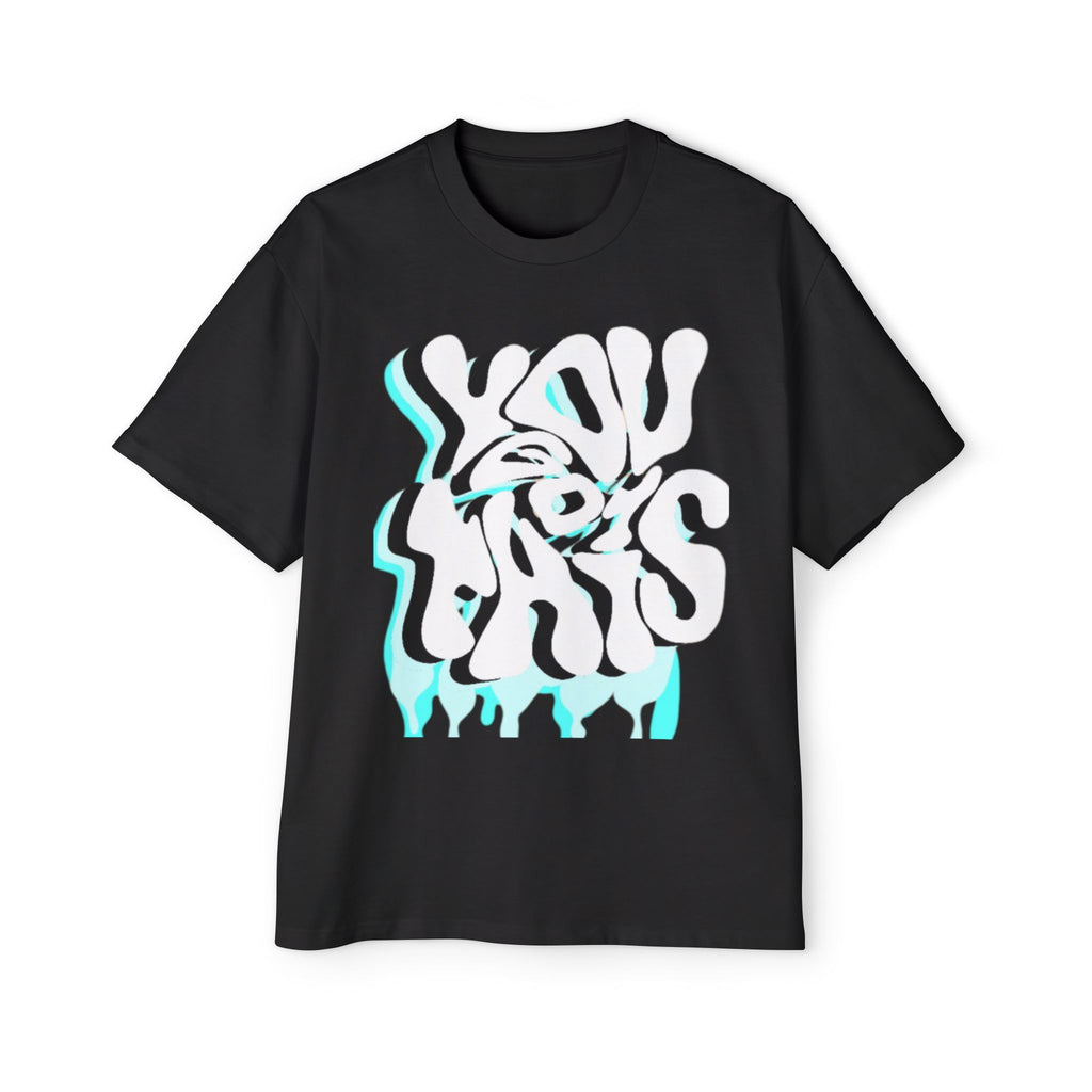 Oversized Tee — Distorted Wave Graphic (Aqua & Black)