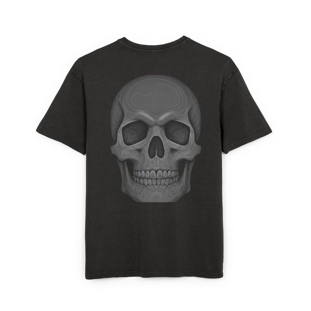 Skull Graphic Oversized Tee — Acid Wash Black
