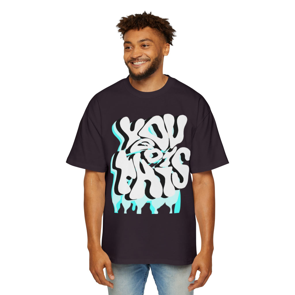 Oversized Tee — Distorted Wave Graphic (Aqua & Black)