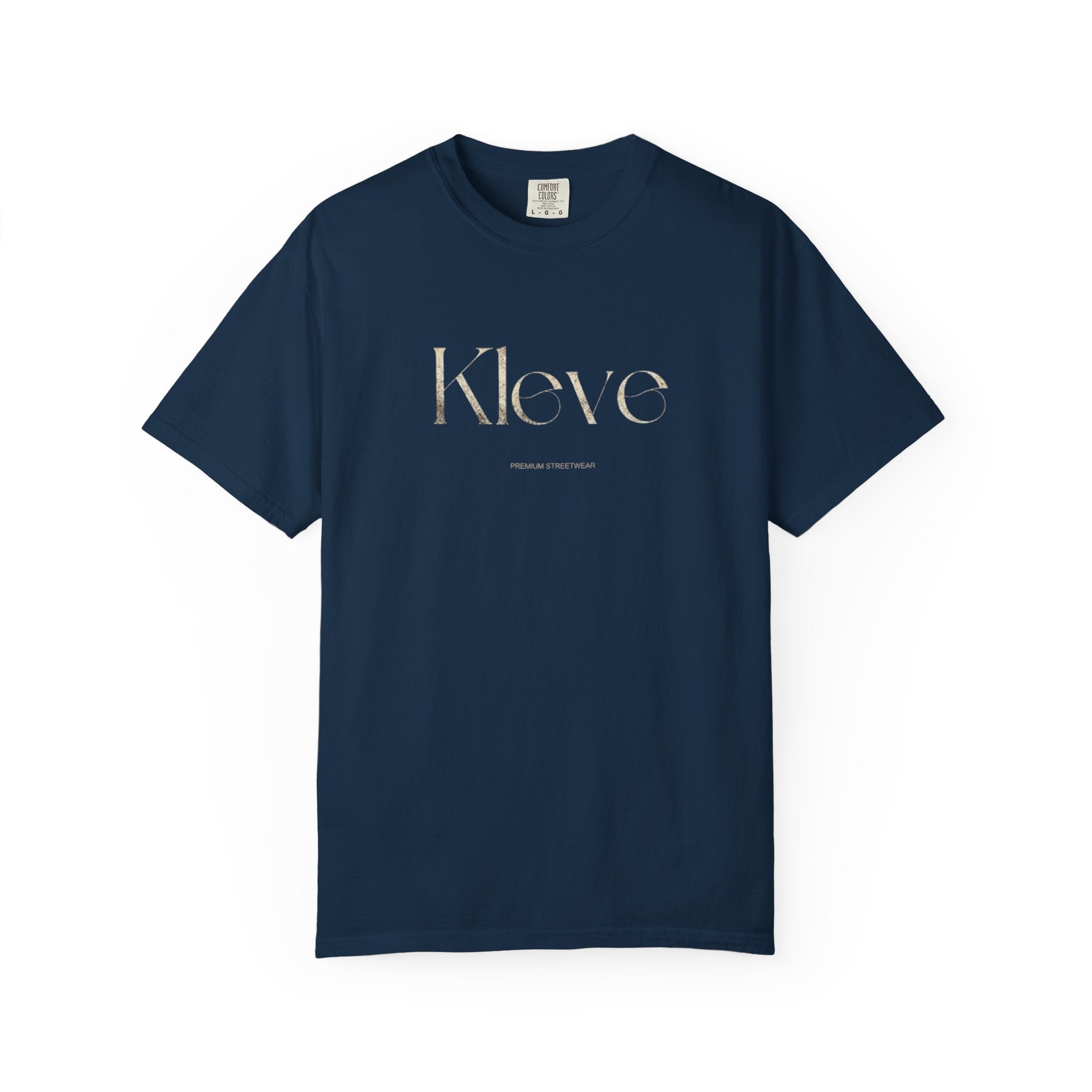 Kleve Logo Garment-Dyed T-Shirt — Minimalist Gold-Print Tee
