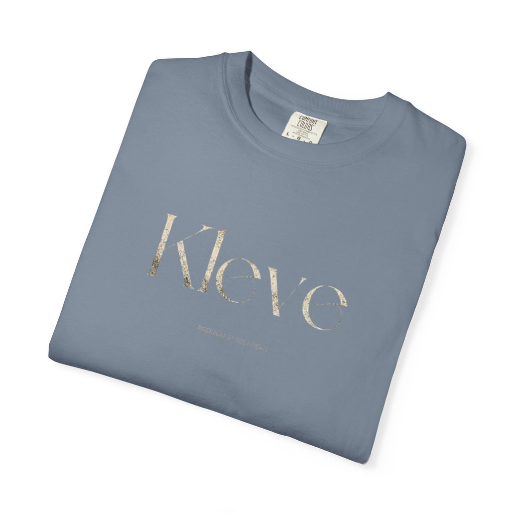 Kleve Logo Garment-Dyed T-Shirt — Minimalist Gold-Print Tee
