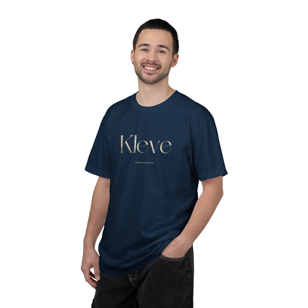 Kleve Logo Garment-Dyed T-Shirt — Minimalist Gold-Print Tee