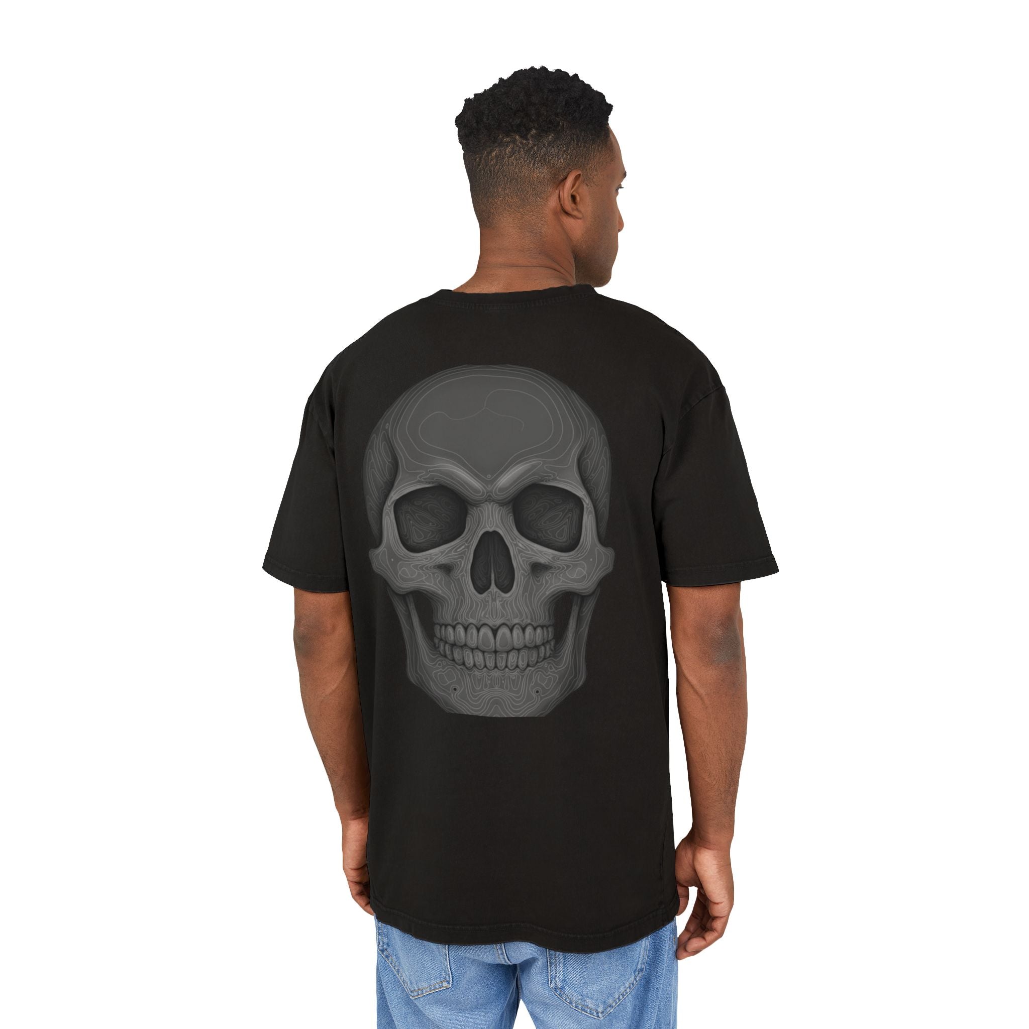 Skull Graphic Oversized Tee — Acid Wash Black