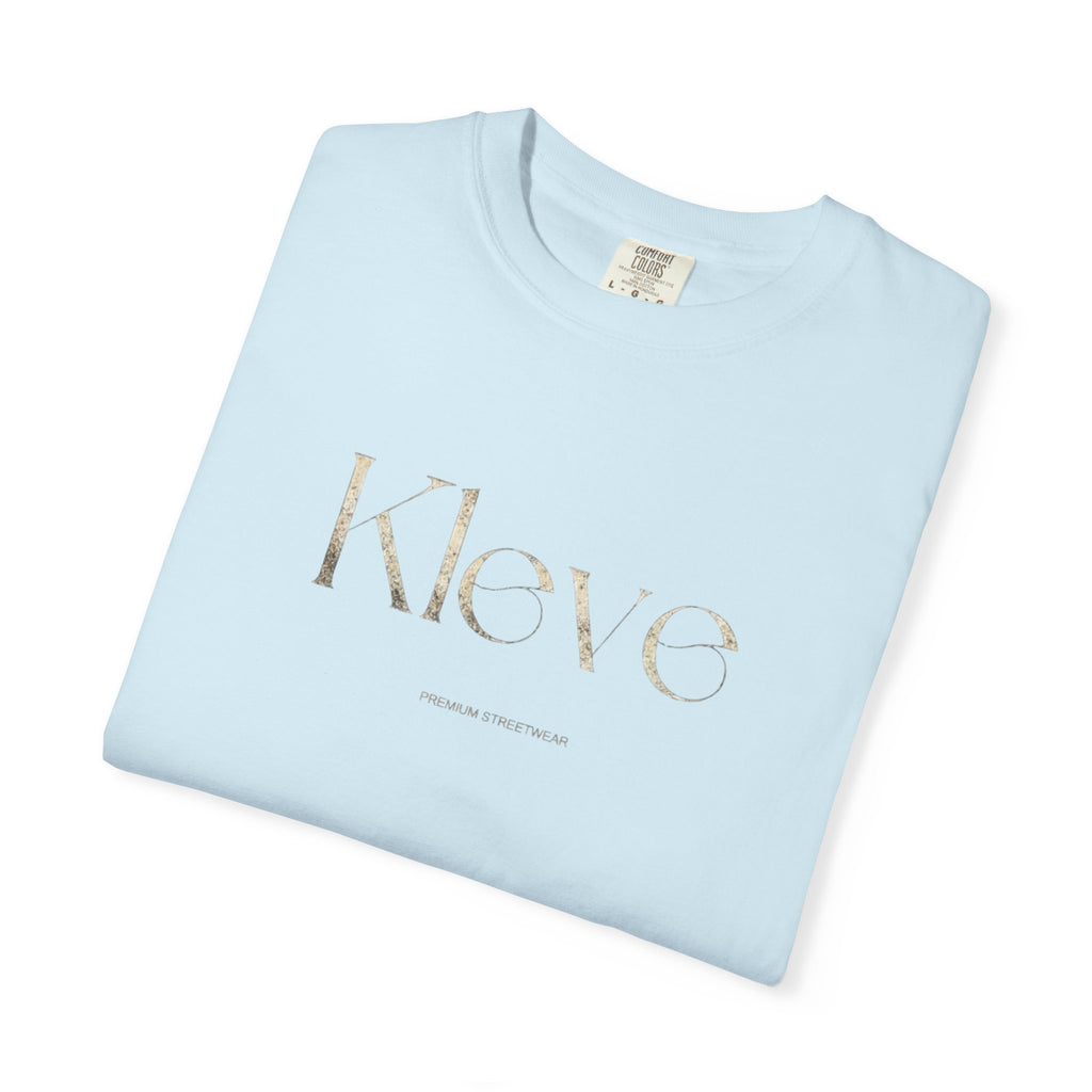 Kleve Logo Garment-Dyed T-Shirt — Minimalist Gold-Print Tee