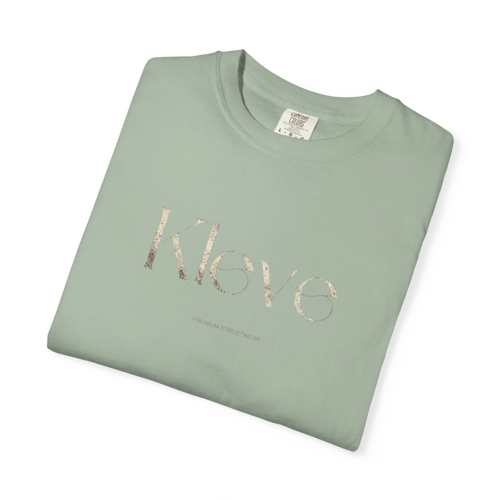 Kleve Logo Garment-Dyed T-Shirt — Minimalist Gold-Print Tee