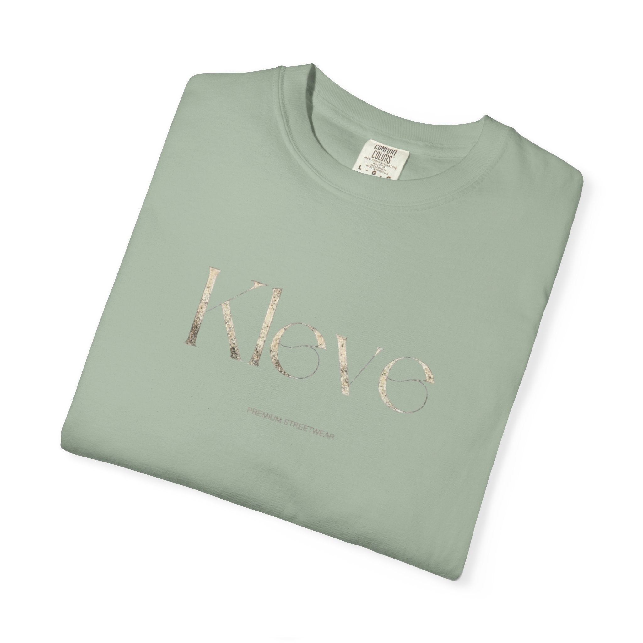 Kleve Logo Garment-Dyed T-Shirt — Minimalist Gold-Print Tee