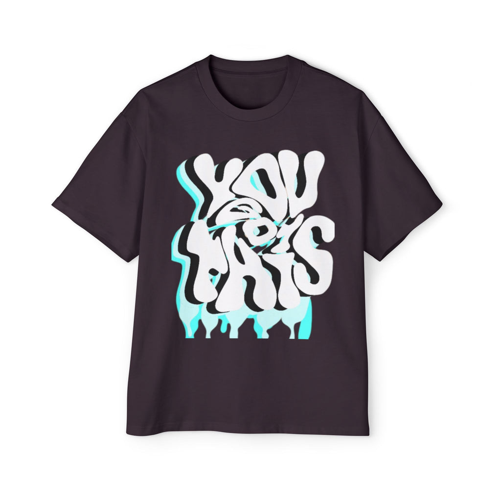 Oversized Tee — Distorted Wave Graphic (Aqua & Black)