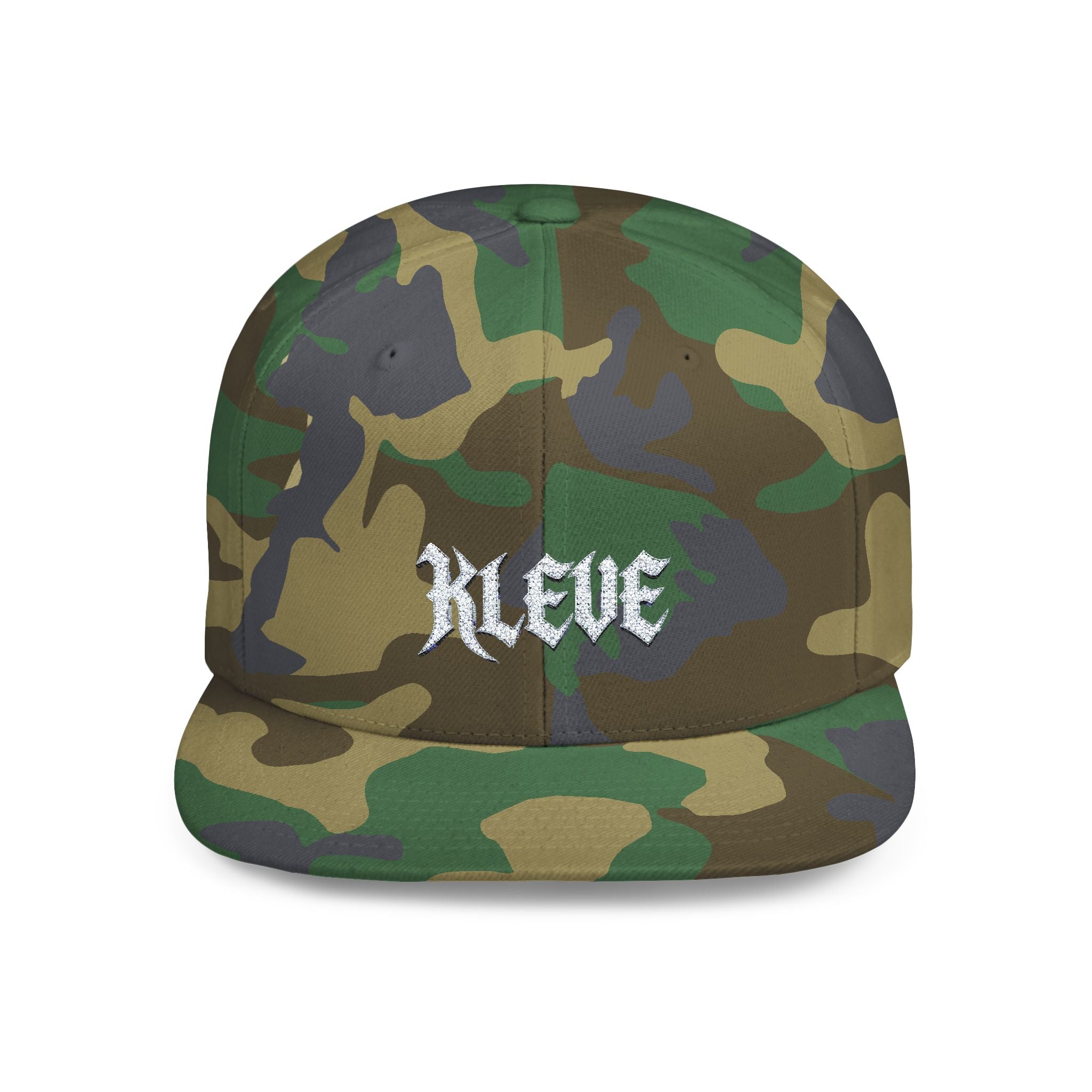 Snapback Hat — Minimal 'KLEVE' Embroidered Flat Bill Cap