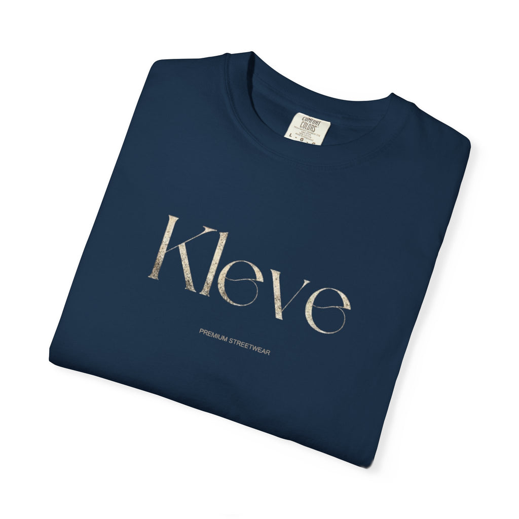 Kleve Logo Garment-Dyed T-Shirt — Minimalist Gold-Print Tee