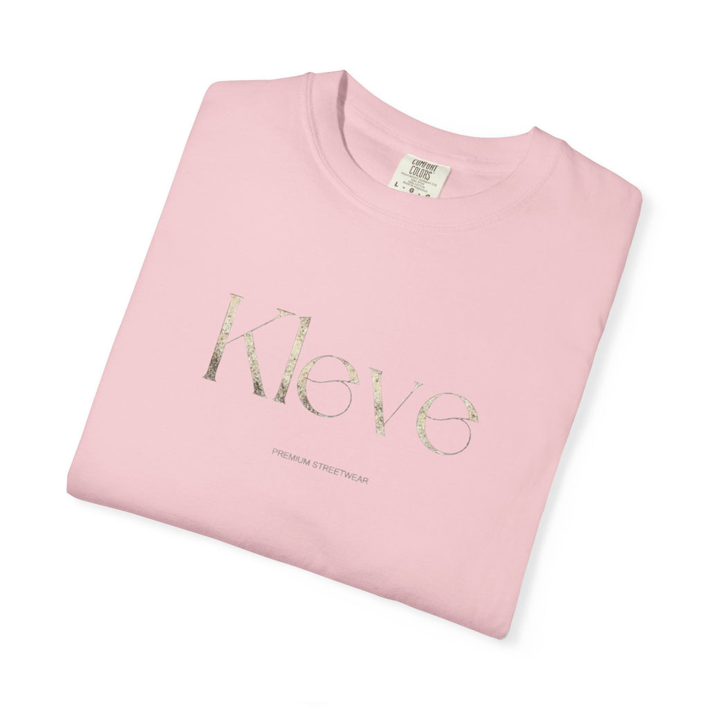 Kleve Logo Garment-Dyed T-Shirt — Minimalist Gold-Print Tee
