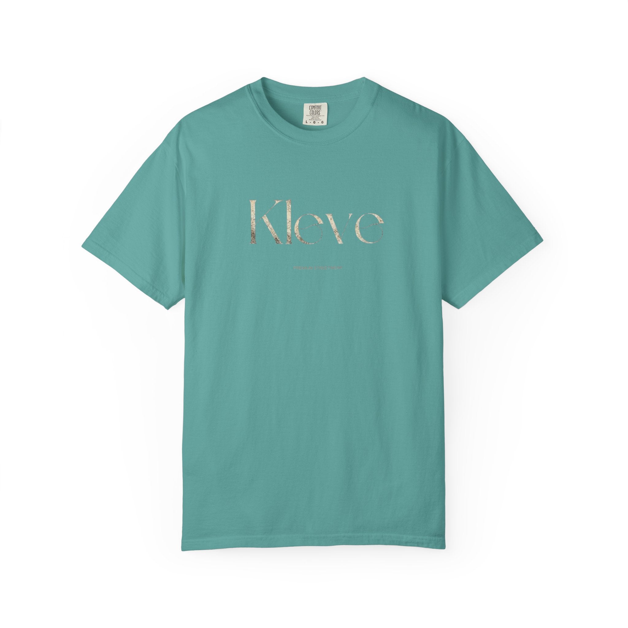 Kleve Logo Garment-Dyed T-Shirt — Minimalist Gold-Print Tee