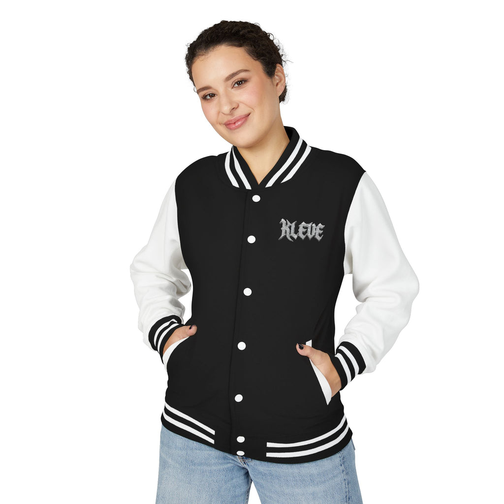 Gothic Script Letterman Jacket - Black & White Varsity