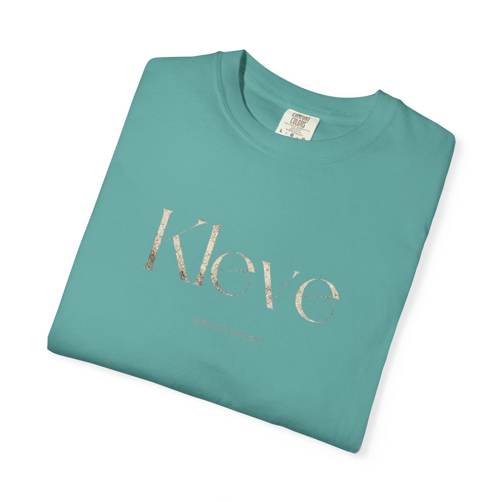 Kleve Logo Garment-Dyed T-Shirt — Minimalist Gold-Print Tee