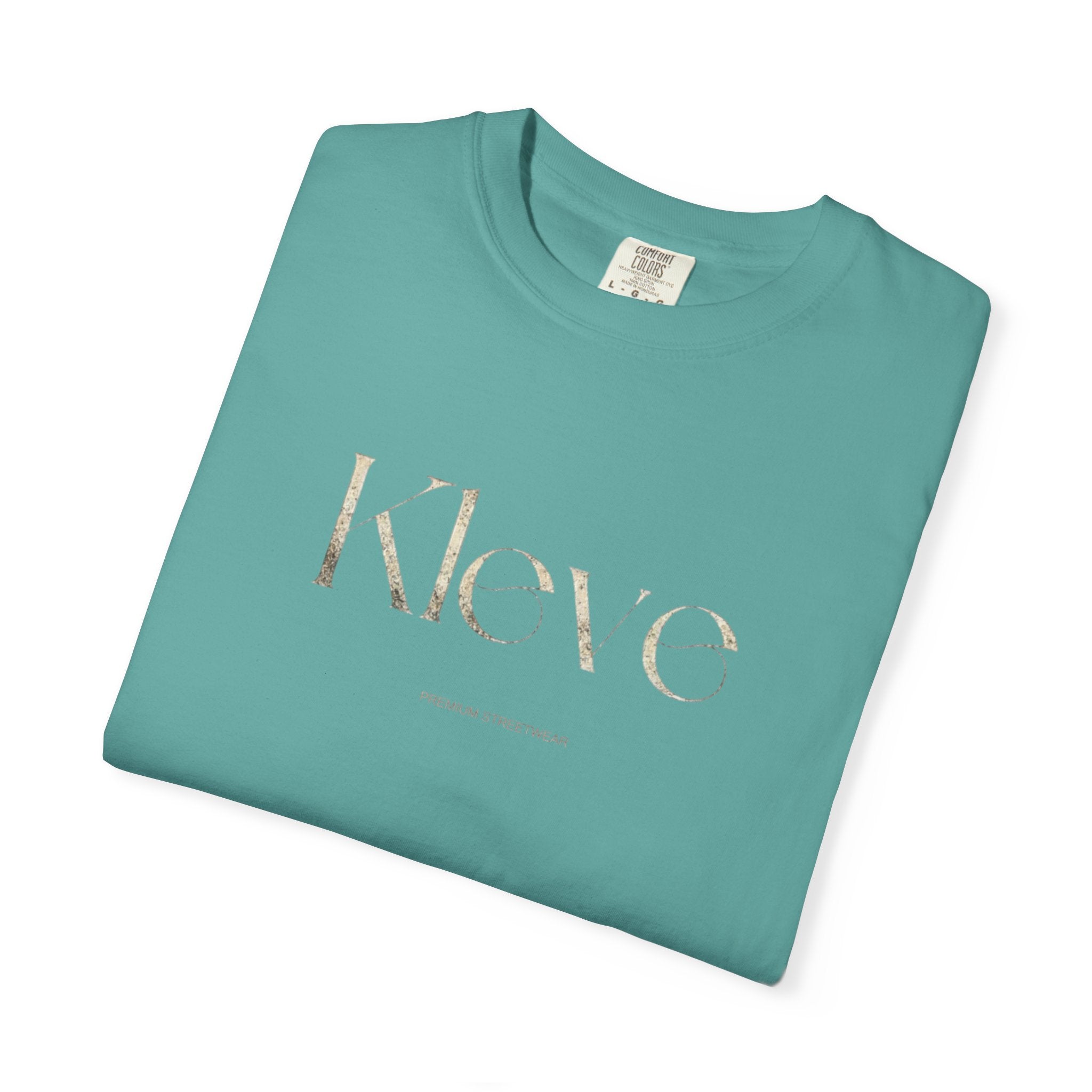 Kleve Logo Garment-Dyed T-Shirt — Minimalist Gold-Print Tee