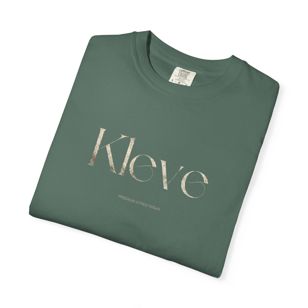 Kleve Logo Garment-Dyed T-Shirt — Minimalist Gold-Print Tee
