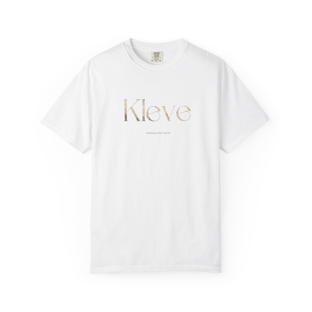 Kleve Logo Garment-Dyed T-Shirt — Minimalist Gold-Print Tee