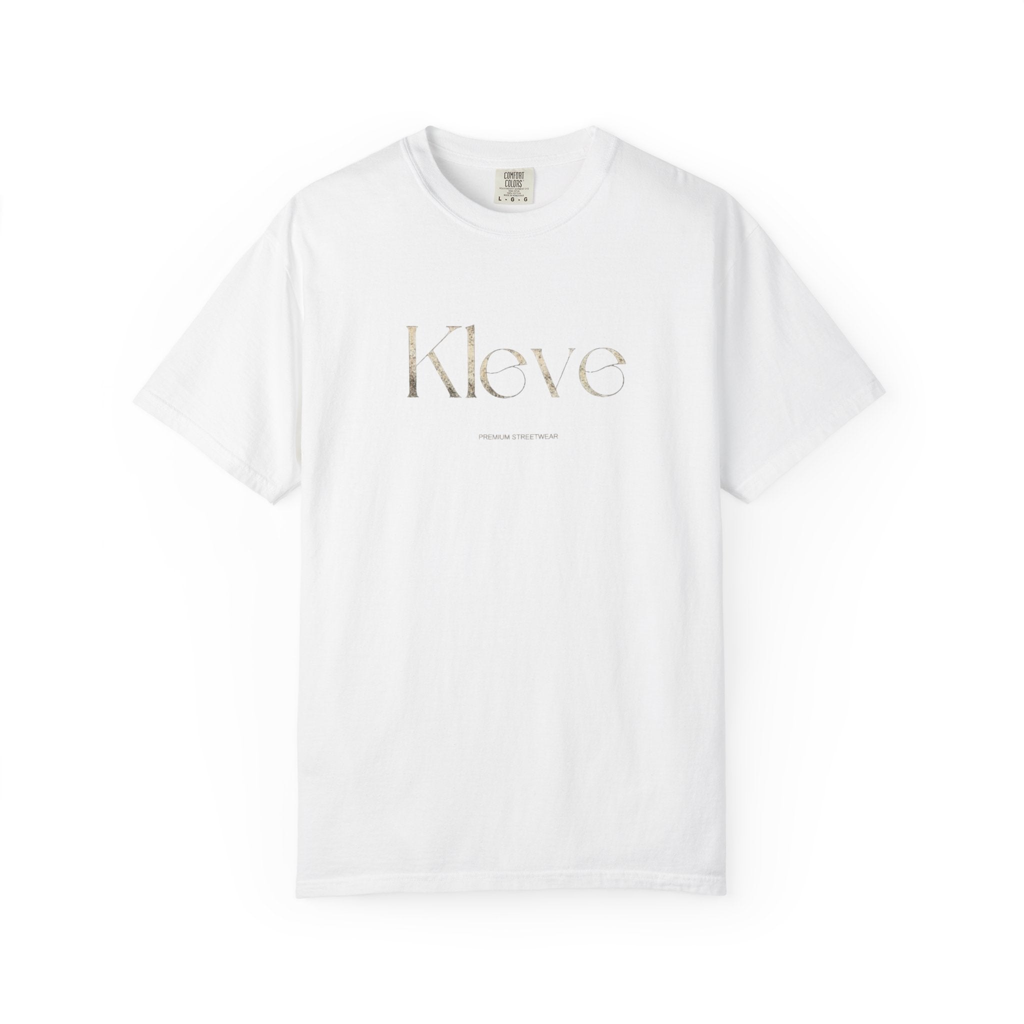 Kleve Logo Garment-Dyed T-Shirt — Minimalist Gold-Print Tee