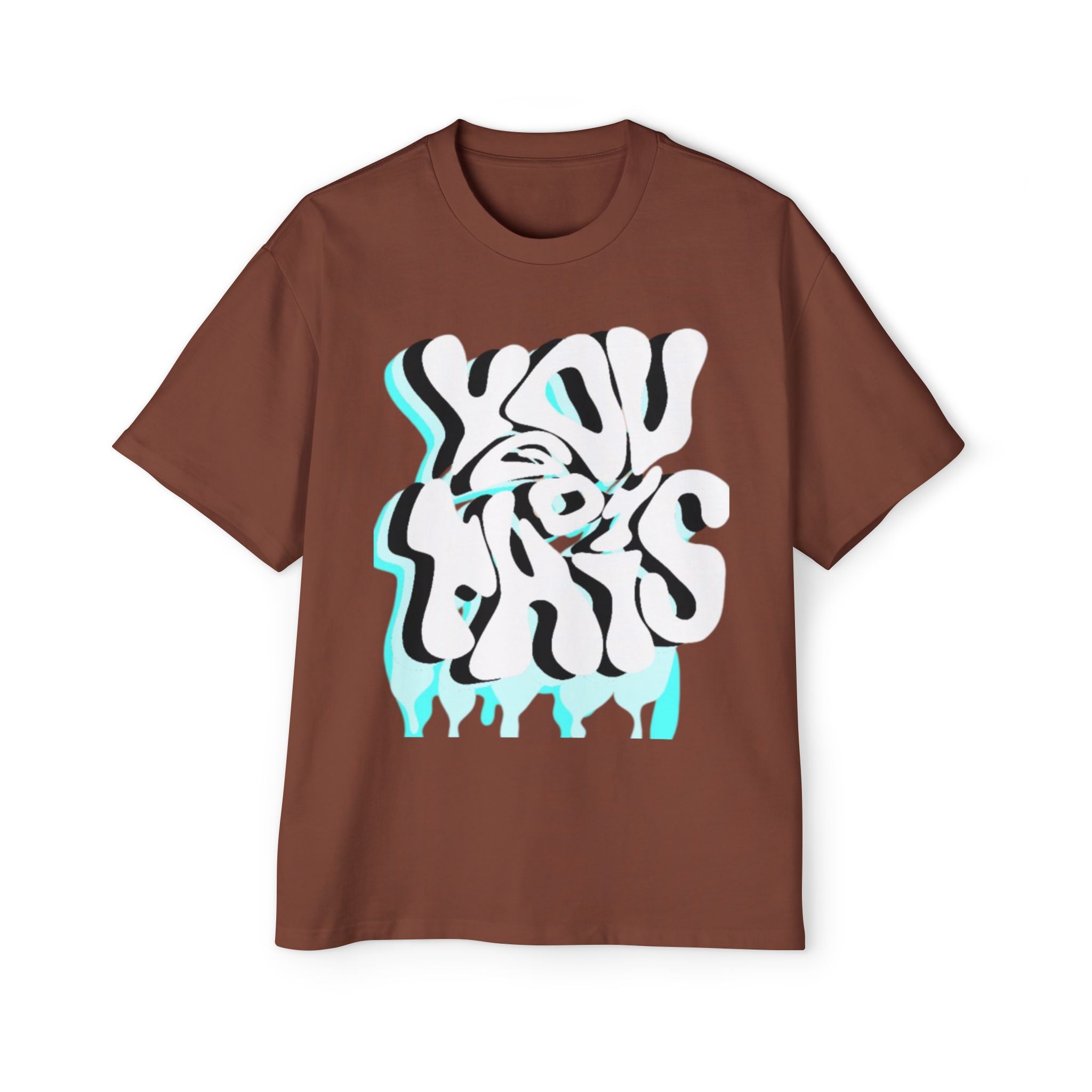 Oversized Tee — Distorted Wave Graphic (Aqua & Black)