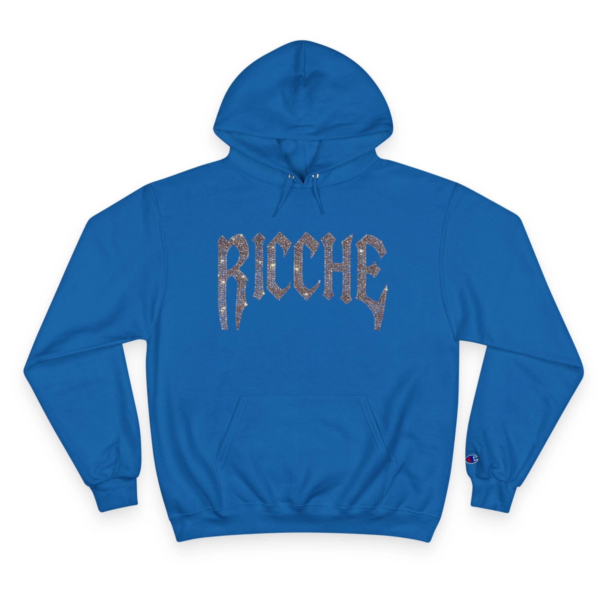 Ricche Gothic Hoodie — White Champion Logo Pullover