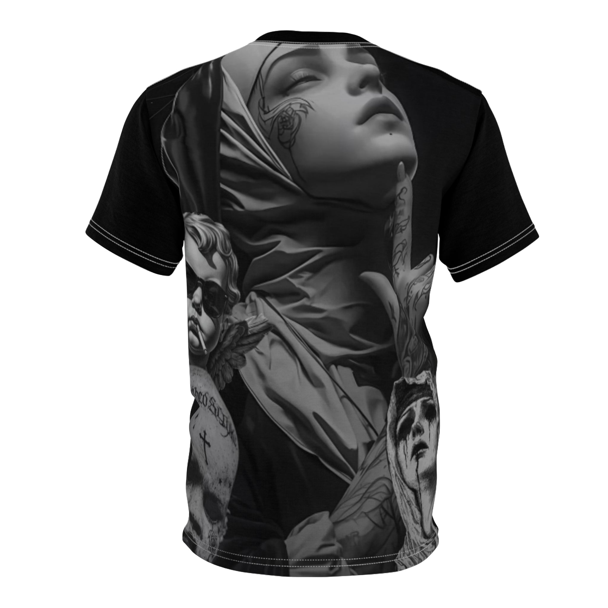 Black Cut & Sew Tee — Minimal All-Over Print Unisex T-Shirt