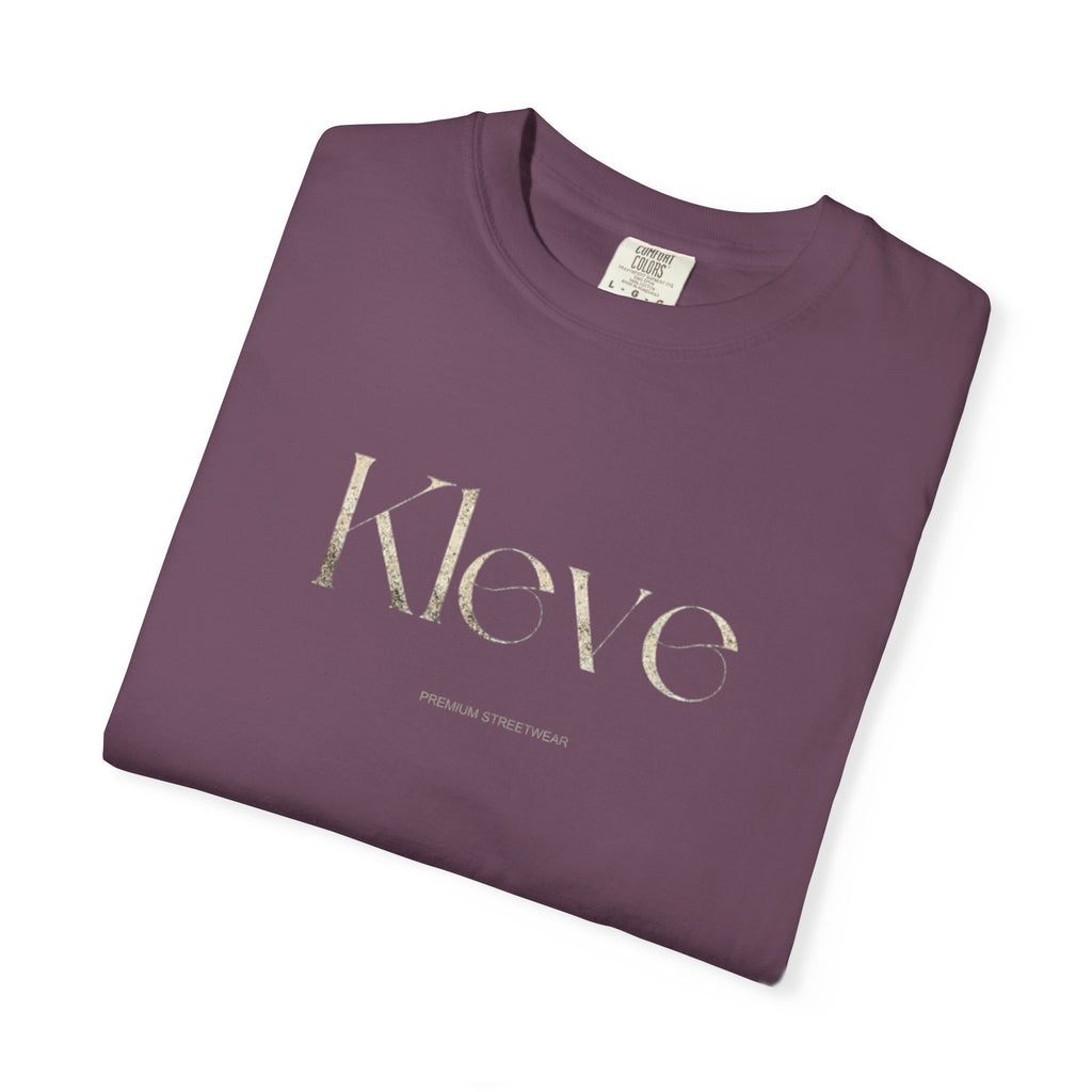 Kleve Logo Garment-Dyed T-Shirt — Minimalist Gold-Print Tee