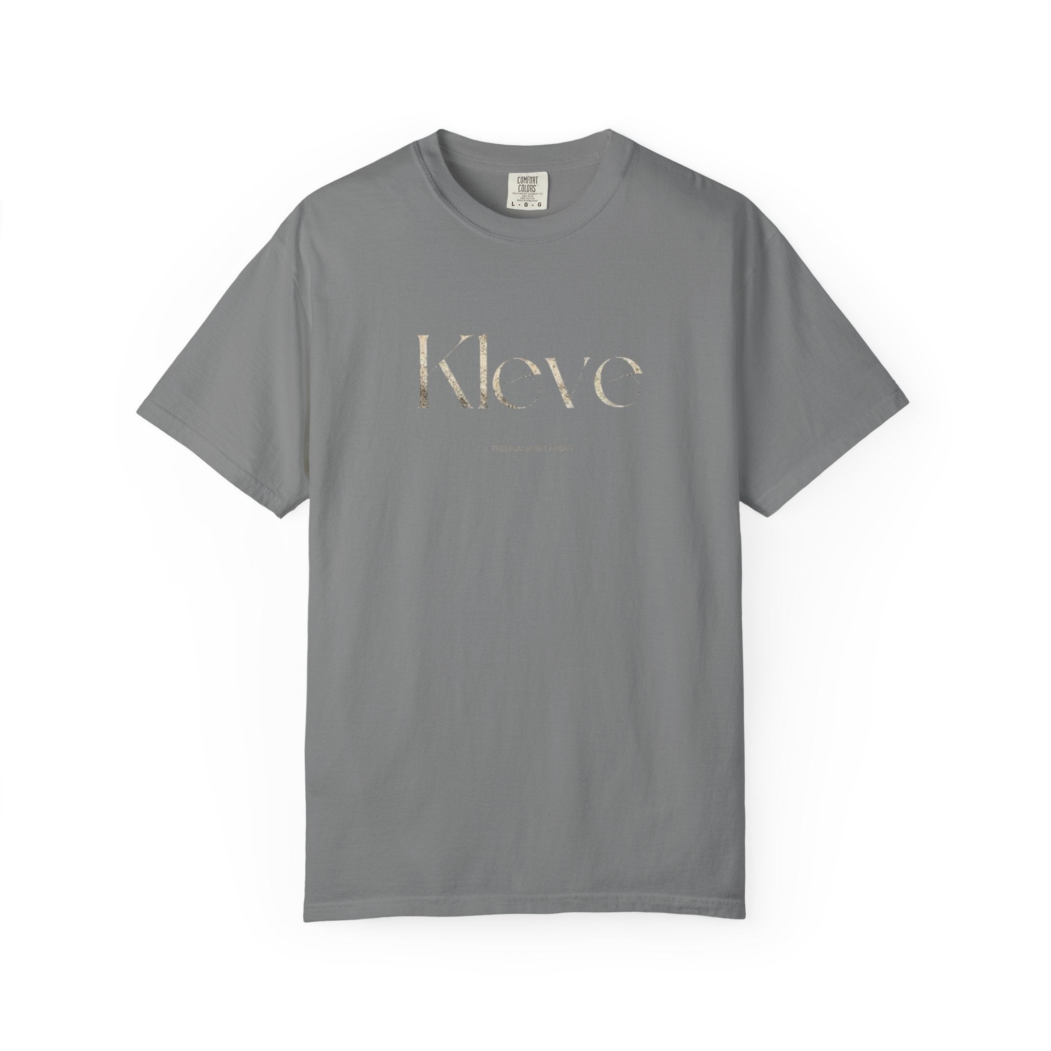 Kleve Logo Garment-Dyed T-Shirt — Minimalist Gold-Print Tee