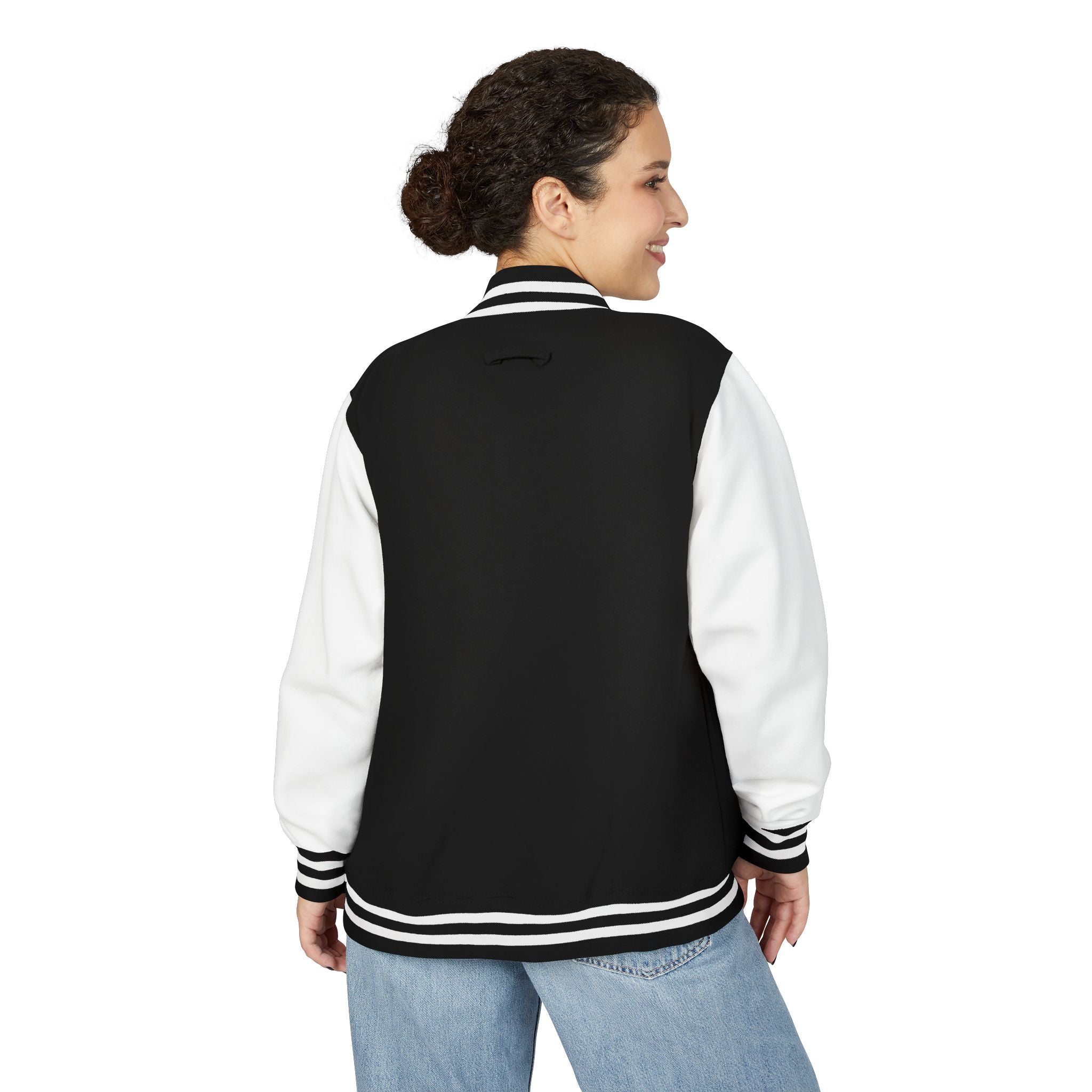 Gothic Script Letterman Jacket - Black & White Varsity