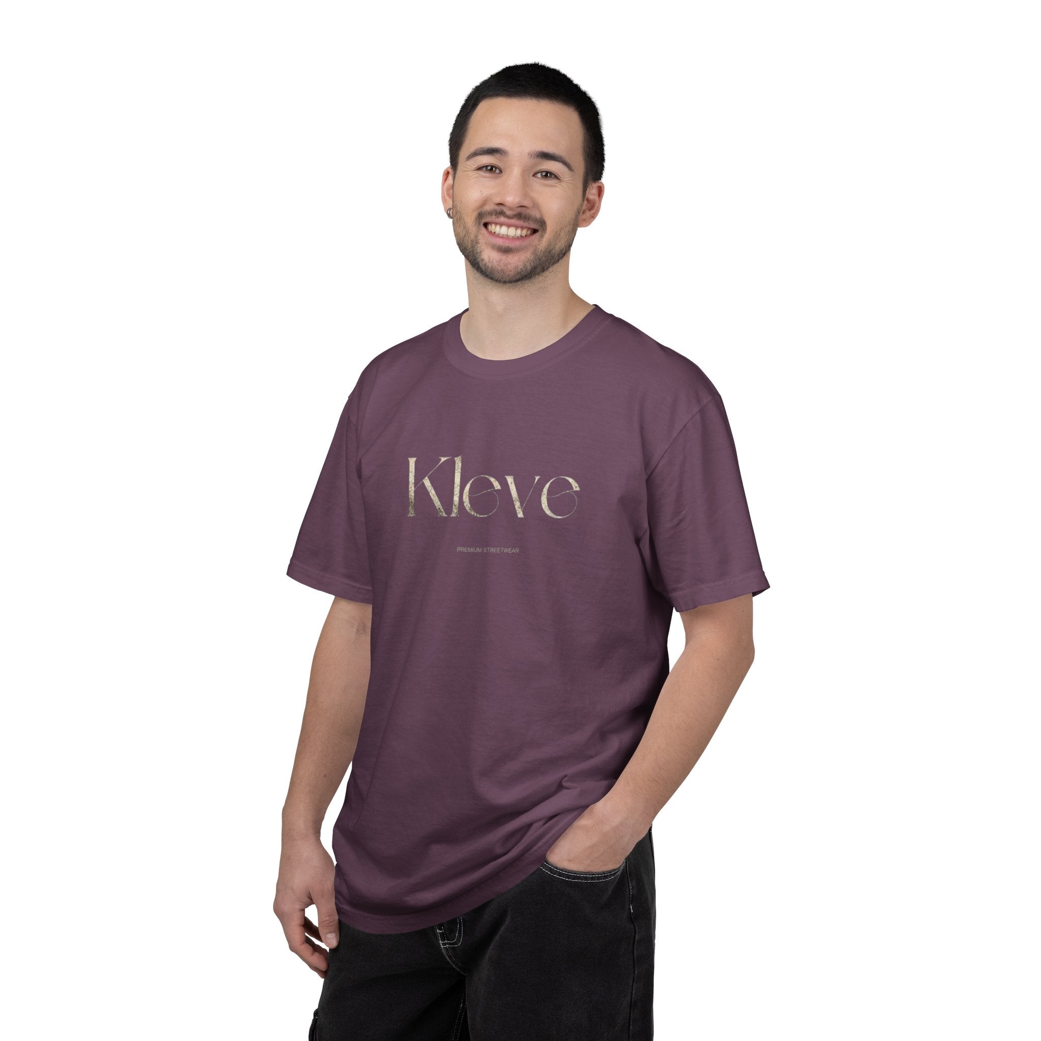 Kleve Logo Garment-Dyed T-Shirt — Minimalist Gold-Print Tee