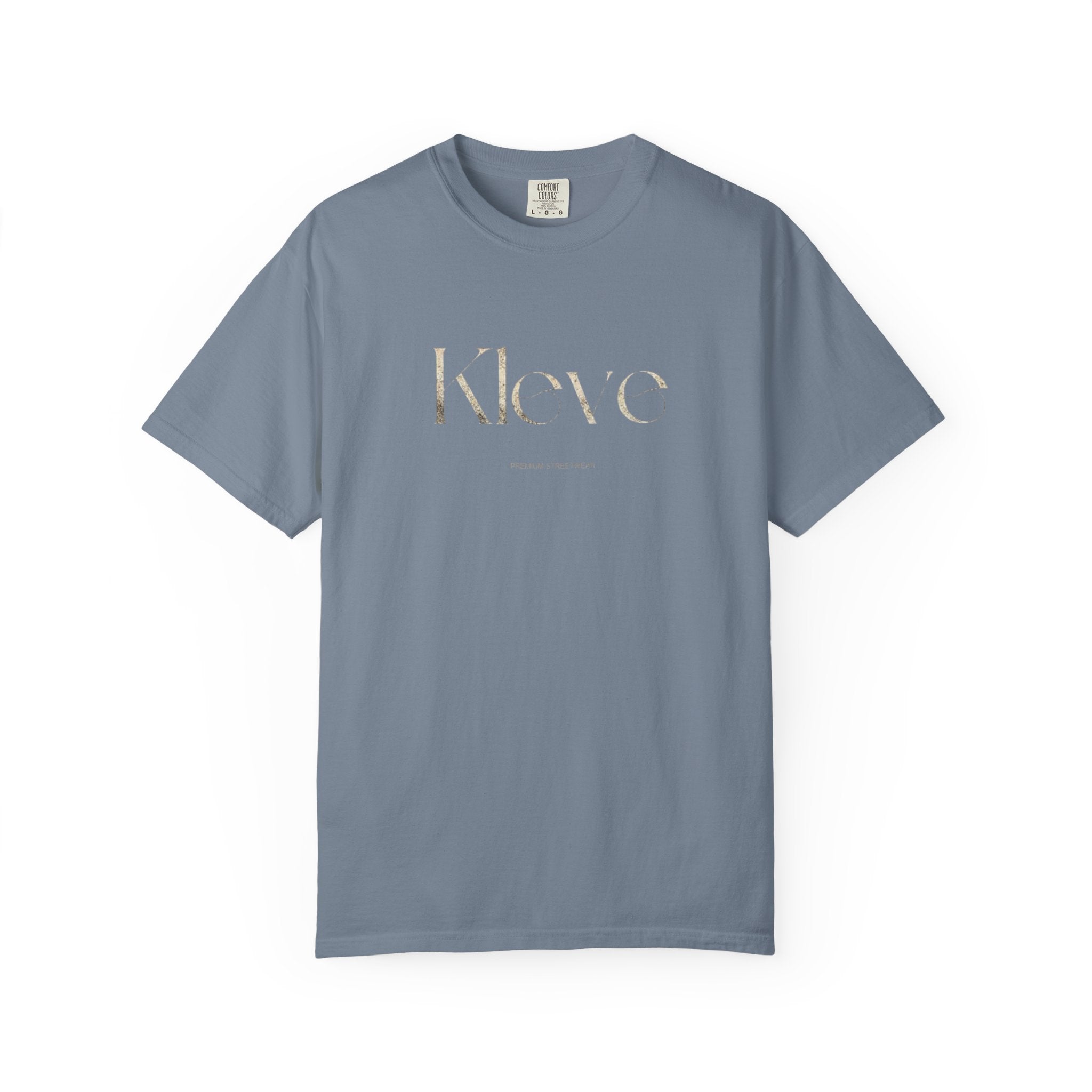 Kleve Logo Garment-Dyed T-Shirt — Minimalist Gold-Print Tee