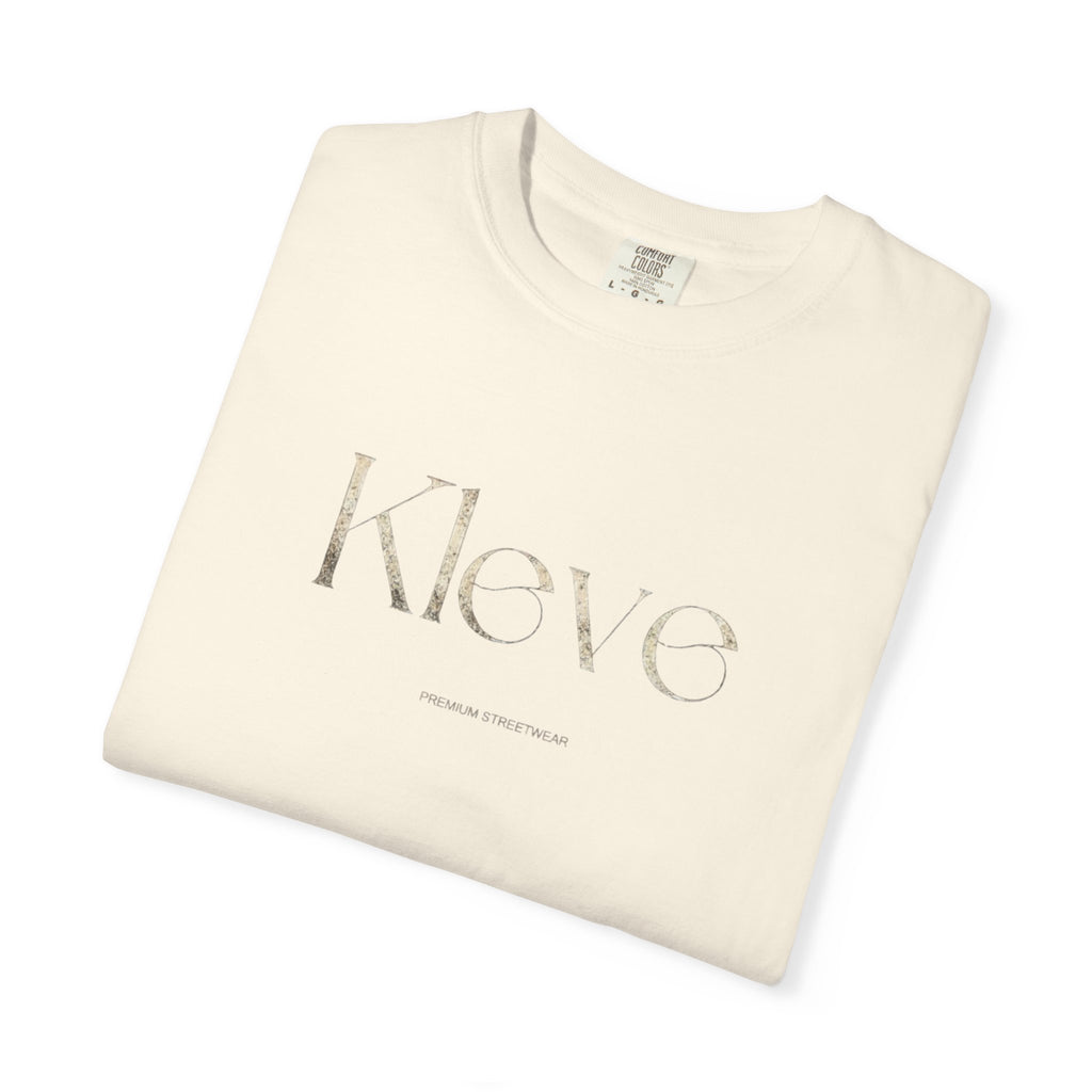 Kleve Logo Garment-Dyed T-Shirt — Minimalist Gold-Print Tee