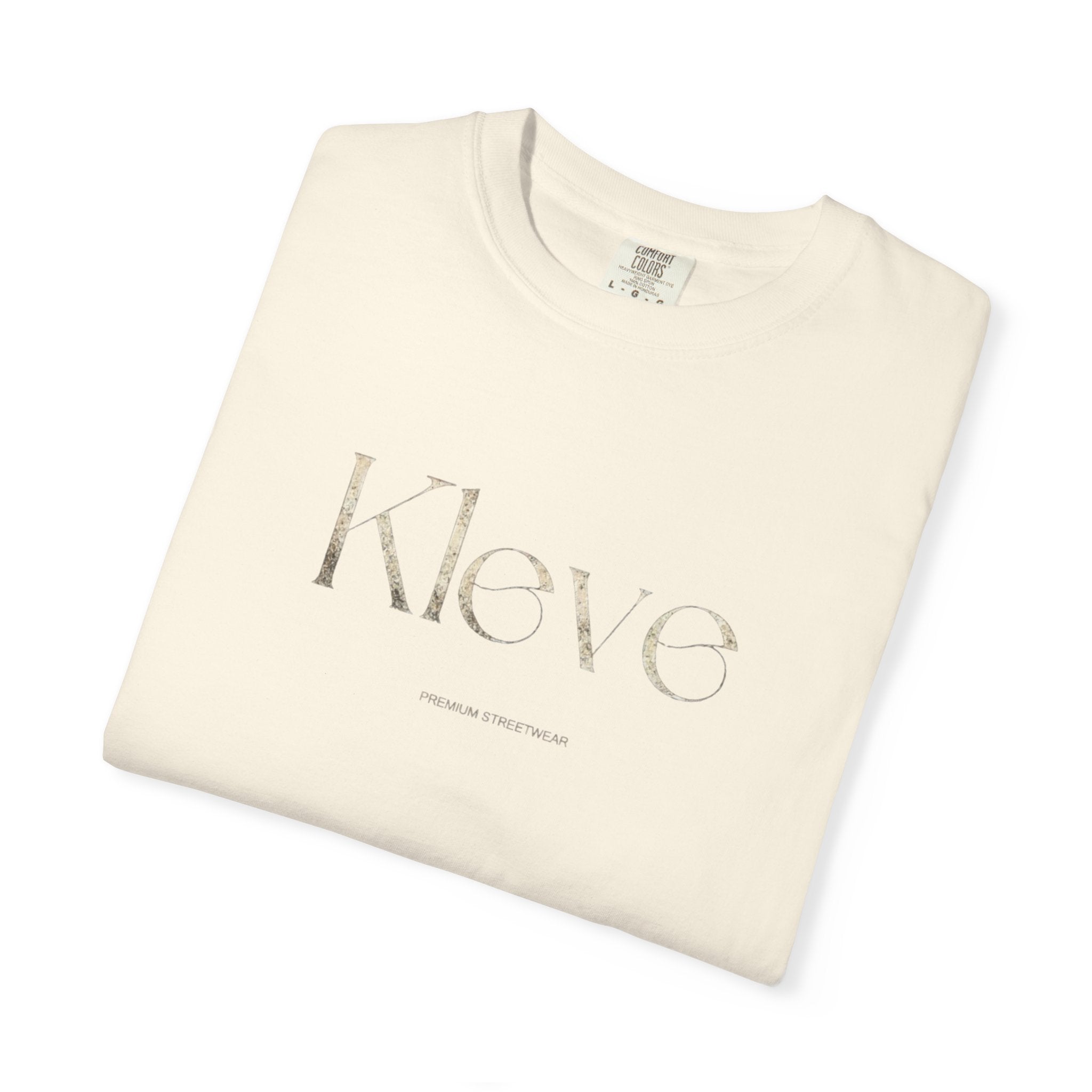 Kleve Logo Garment-Dyed T-Shirt — Minimalist Gold-Print Tee