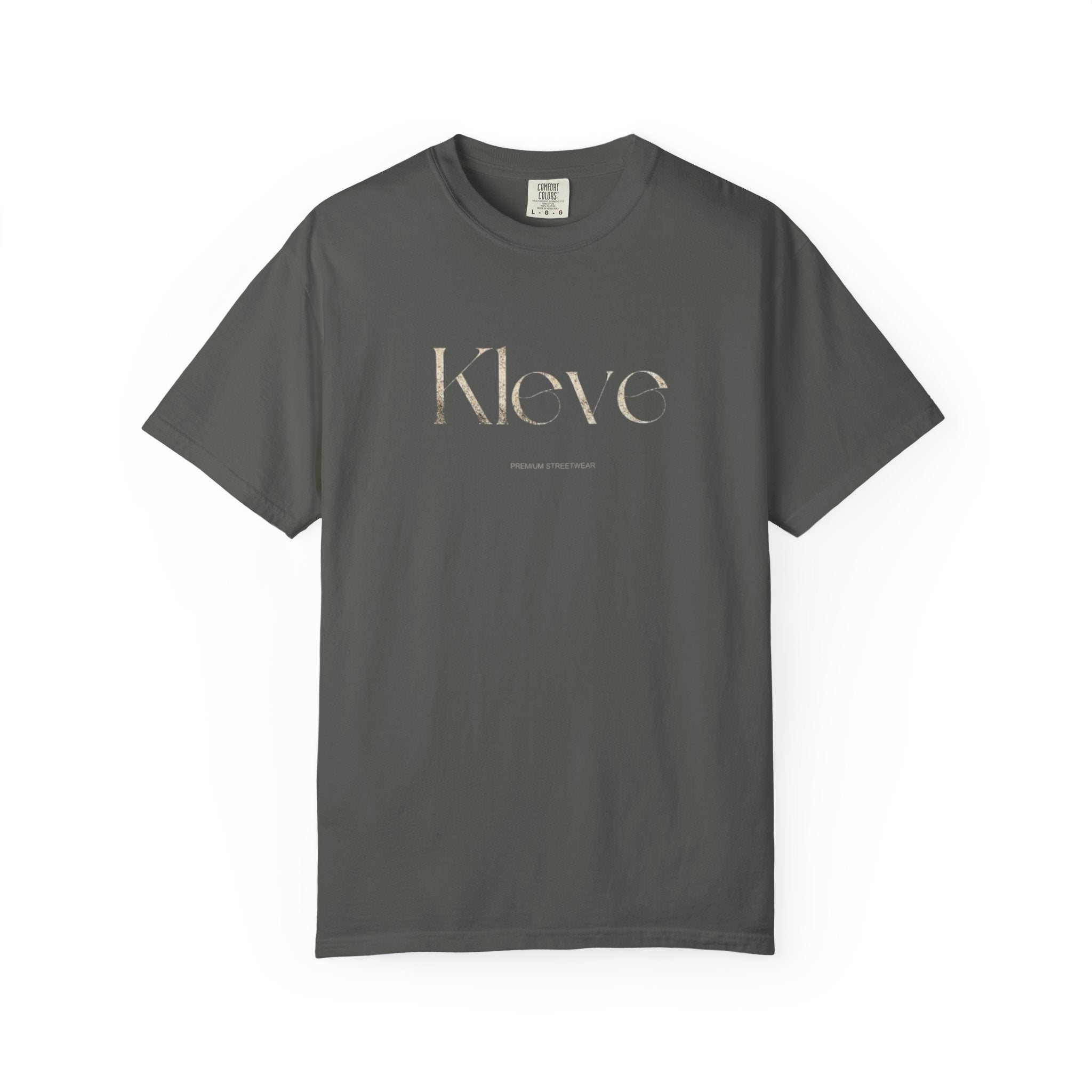 Kleve Logo Garment-Dyed T-Shirt — Minimalist Gold-Print Tee