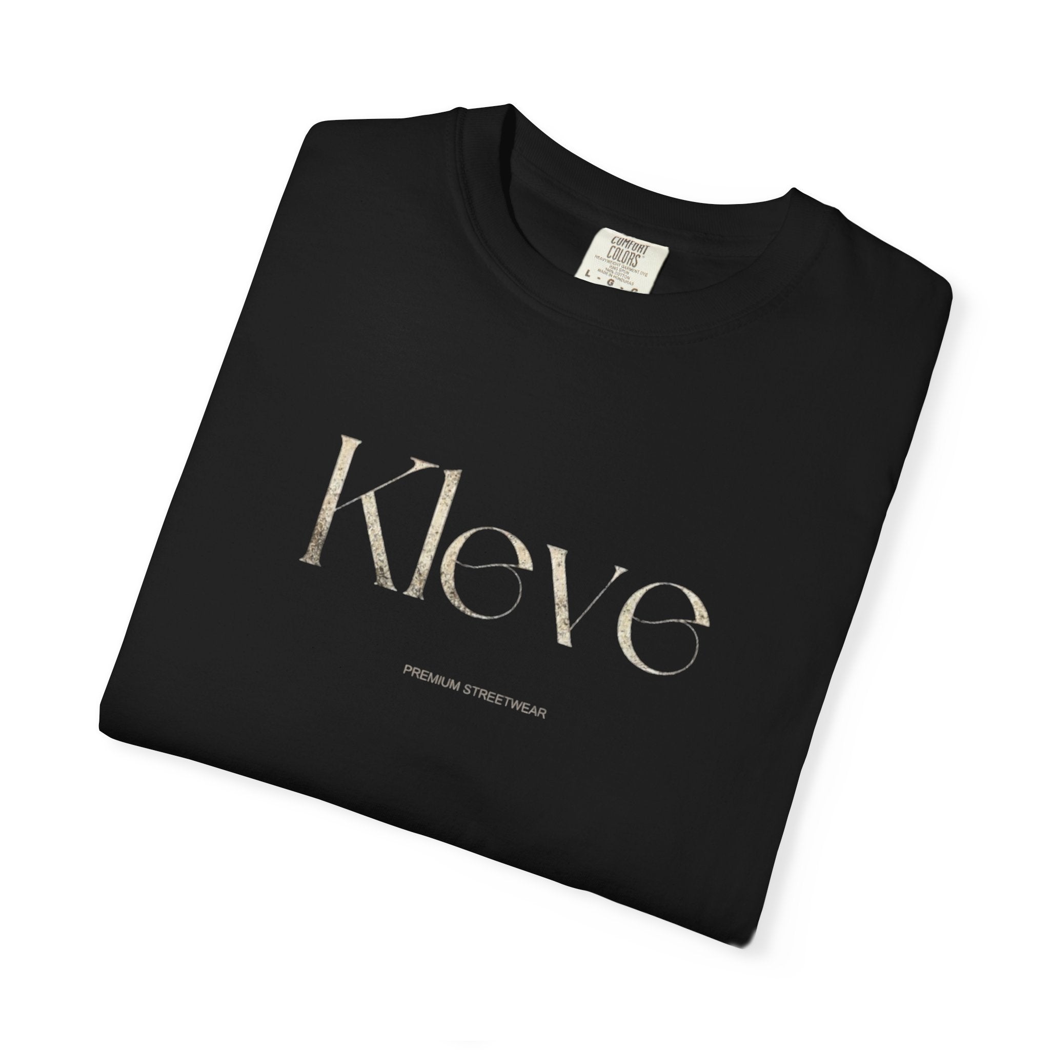 Kleve Logo Garment-Dyed T-Shirt — Minimalist Gold-Print Tee