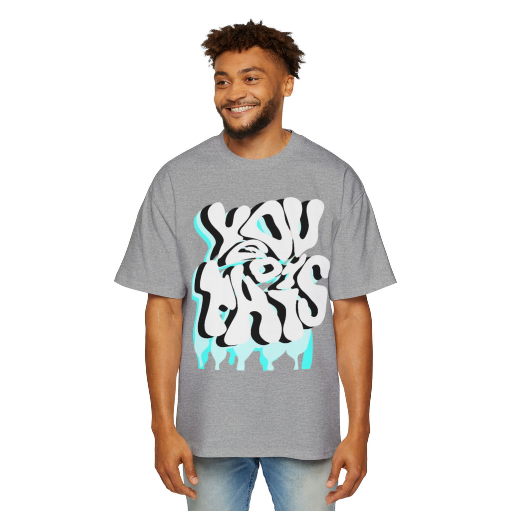 Oversized Tee — Distorted Wave Graphic (Aqua & Black)