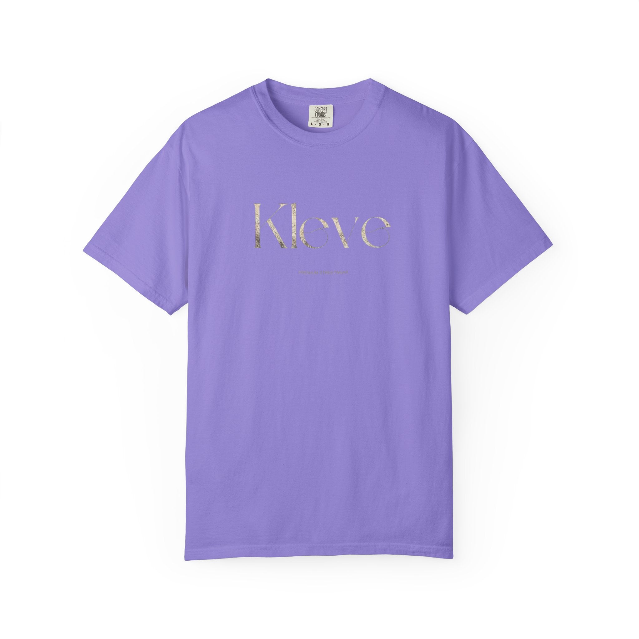 Kleve Logo Garment-Dyed T-Shirt — Minimalist Gold-Print Tee
